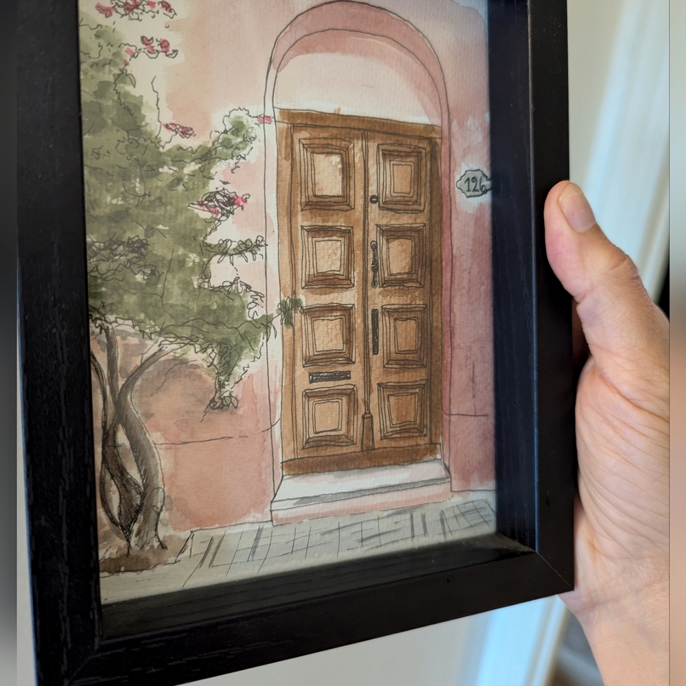 Framed Watercolor Doorway Art